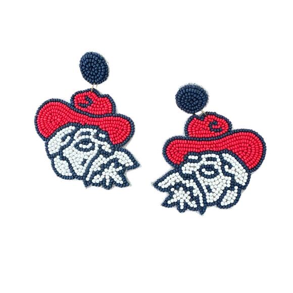 Ole Miss Rebel Beaded Earrings - Col Reb Earrings - Game Day Earrings - Gift - Picture 1 of 2